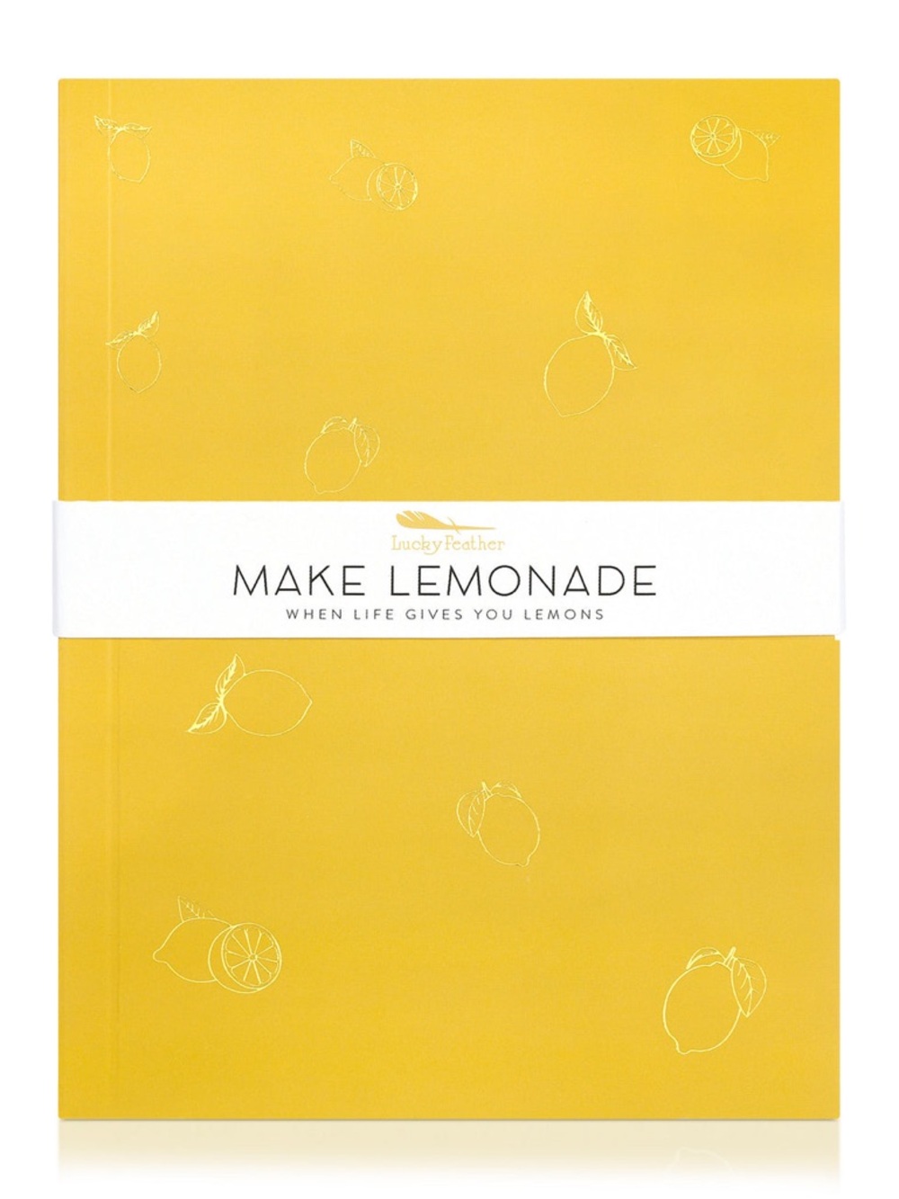 NWT Lucky Feather small Delightful Journal - Make Lemonade - Yellow Unlined